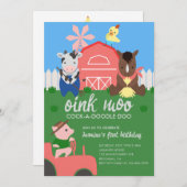 Niedliche Landtiere Einladung zur Geburtstagsfeier (Vorne/Hinten)