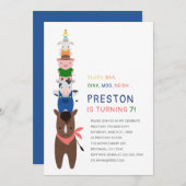 Niedliche Landtiere Einladung zur Geburtstagsfeier (Vorne/Hinten)