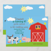 Niedliche Landtiere Einladungen zur Geburtstagspar (Vorne/Hinten)