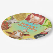 Niedliche Landtiere farbenfrohe Girl Boy Barnyard  Pappteller (Schrägansicht)