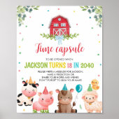 Niedliche Landtiere Geburtsdatum Kapselunterschrif Poster (Vorne)