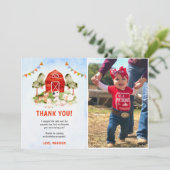 Niedliche Landtiere Geburtstag Foto Danke Karte (Stehend Vorderseite)