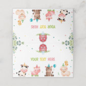 Niedliche Landtiere Geburtstagsfeier Platzkarte (Außenseite Aufgefaltet)