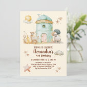 Niedliche Landtiere Geburtstagsparty Barnyard Bash Einladung (Stehend Vorderseite)