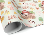 Niedliche Landtiere Geschenkpapier (Rolleneckpunkt)