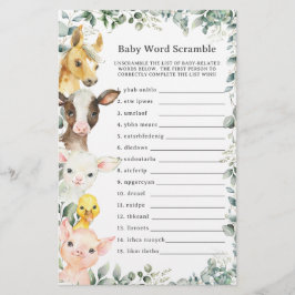 Niedliche Landtiere Grünpflanzen Baby Word Scrambl