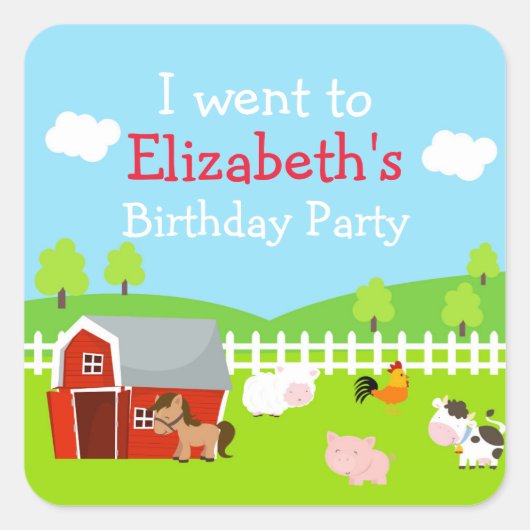 Niedliche Landtiere "Ich ging hin" Quadratischer Aufkleber (Vorderseite)