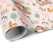 Niedliche Landtiere in hellrosa Geschenkpapier (Rolleneckpunkt)