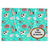 Niedliche Landtiere Kinderdusche Aquamarin Große Geschenktüte (Rückseite)