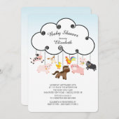 Niedliche Landtiere Kinderdusche Einladungen (Vorne/Hinten)