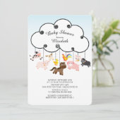 Niedliche Landtiere Kinderdusche Einladungen (Stehend Vorderseite)