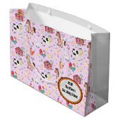 Niedliche Landtiere Kinderdusche rosa Große Geschenktüte (Rückseite Schrägansicht)