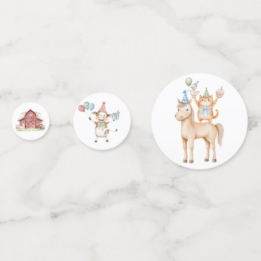 Niedliche Landtiere Konfetti (Rückseiten)