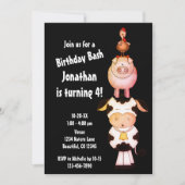 Niedliche Landtiere Kuh, Schwein, Jungtier Einladung (Vorderseite)