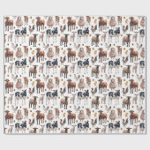 Niedliche Landtiere Kühe Schafe Schweine Hühner Geschenkpapier (Flach)