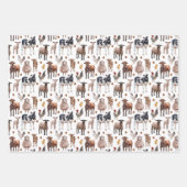 Niedliche Landtiere Kühe Schafe Schweine Hühner Geschenkpapier Set (Vorderseite)