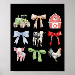 Niedliche Landtiere Kühe Schweinefleisch Coquette  Poster