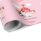 Niedliche Landtiere (rosa) Geburtstag Personalisie Geschenkpapier (Rolleneckpunkt)