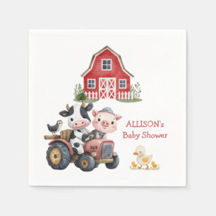 Niedliche Landtiere Schweinekühe Barnyard Babydusc Serviette