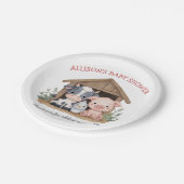 Niedliche Landtiere Schweinekühe Kinderdusche Pappteller (Schrägansicht)