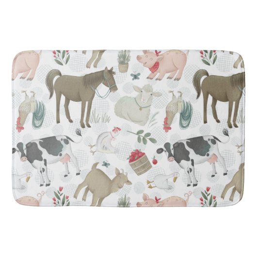 Niedliche Landtiere Tiere Schafe Schweine Badematte (Vorderseite)