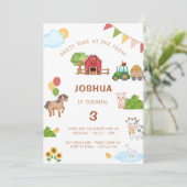 Niedliche Landtiere Traktor Stall Einladung zum Ge (Stehend Vorderseite)