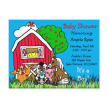 Niedliche Landtiere und Red Barn Baby Shower laden