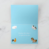 Niedliche Landtiere Unisex Geburtstag Karte (Innenseite)