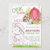 Niedliche Landtiere Wasserfarbe Geburtstag Einladung (Vorderseite)