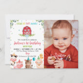 Niedliche Landtiere zum Geburtstag Einladung (Vorderseite)