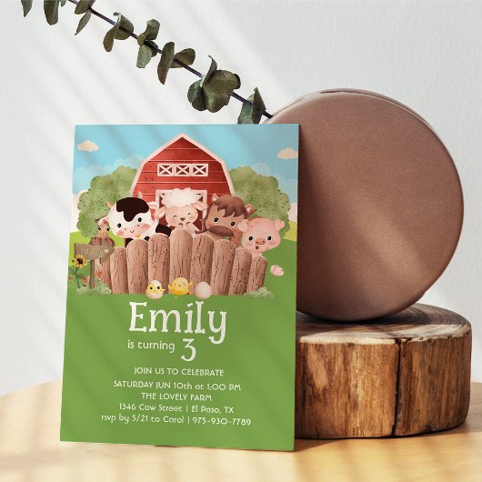 Niedliche Landtiere zum Geburtstag Einladung