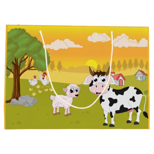 niedliche Landtiere zum Geburtstag Große Geschenktüte (Rückseite)