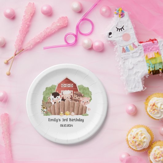 Niedliche Landtiere zum Geburtstag Pappteller (Party)