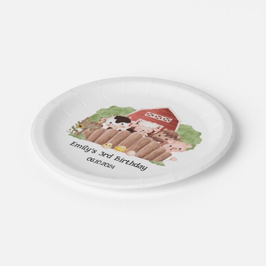 Niedliche Landtiere zum Geburtstag Pappteller (Schrägansicht)