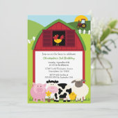 Niedliche landwirtschaftliche Nutztiere zum Geburt Einladung (Stehend Vorderseite)