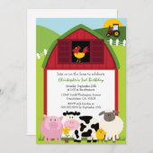 Niedliche landwirtschaftliche Nutztiere zum Geburt Einladung (Vorne/Hinten)