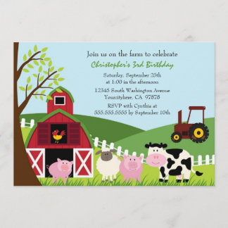 Niedliche landwirtschaftliche Nutztiere zum Geburt Einladung