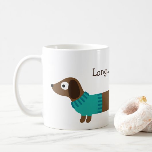 Niedliche lange Dackel-Illustration Kaffeetasse (Mit Donut)