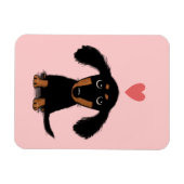 Niedliche Langhaarige Dackel Welpe mit Herz Magnet (Horizontal)