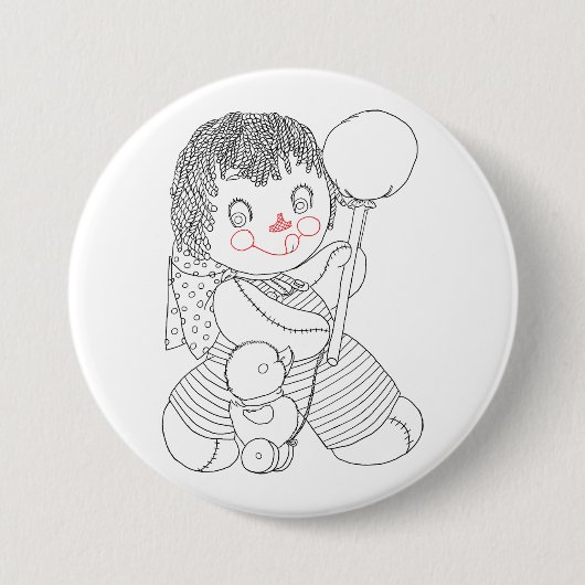 Niedliche Lappen-Puppenente Button (Vorderseite)