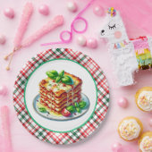 Niedliche Lasagna liebt das Abendessen Pappteller (Party)
