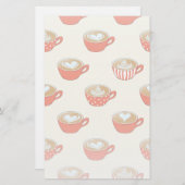 Niedliche Latte Art in Red Coffee Mugs Muster Briefpapier (Vorne/Hinten)