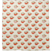 Niedliche Latte Art in Red Coffee Mugs Muster Duschvorhang (Vorderseite)