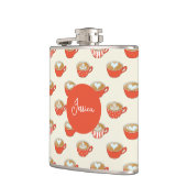 Niedliche Latte Art in Red Coffee Mugs Muster Flachmann (Links)