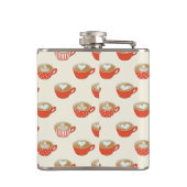 Niedliche Latte Art in Red Coffee Mugs Muster Flachmann (Rückseite)