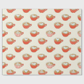 Niedliche Latte Art in Red Coffee Mugs Muster Geschenkpapier (Flach)