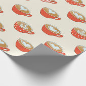 Niedliche Latte Art in Red Coffee Mugs Muster Geschenkpapier (Ecke)