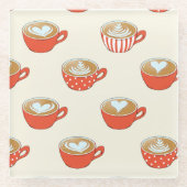 Niedliche Latte Art in Red Coffee Mugs Muster Glasuntersetzer (Vorderseite)