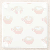 Niedliche Latte Art in Red Coffee Mugs Muster Glasuntersetzer (Rückseite)