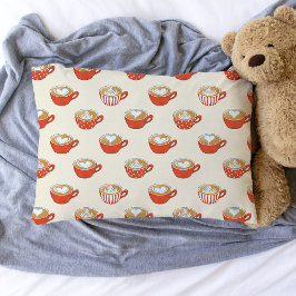 Niedliche Latte Art in Red Coffee Mugs Muster Kissenbezug